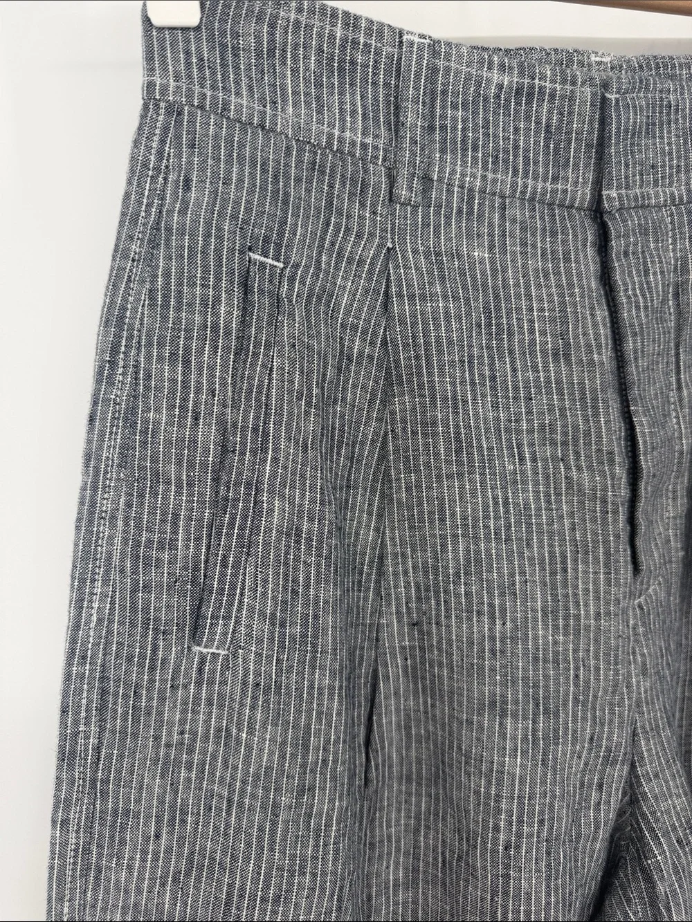NWT Everlane 100% Linen Wide Leg Trouser Pants Pinstripe Size 0